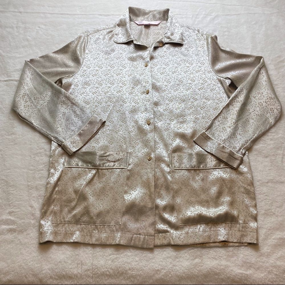 Victoria’s Secret Light Gold Satin PJ Top Size Small